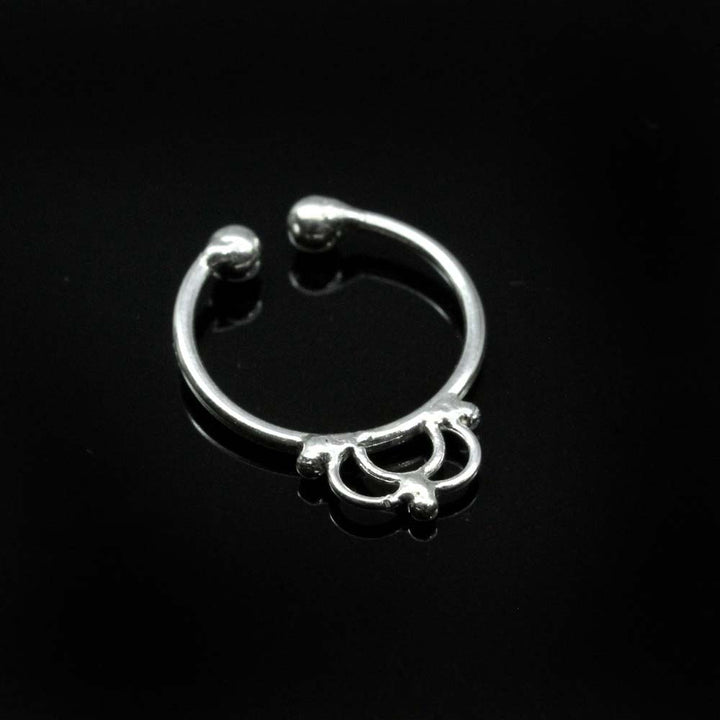 Indian Handmade style Real 925 Solid Silver Septum Nose Ring 20g