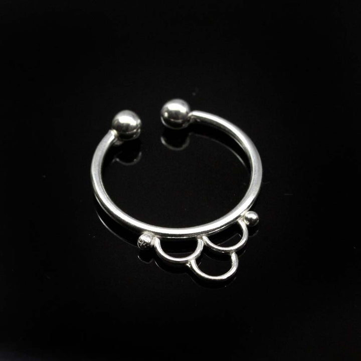 Tribal style Indian Sterling 925 Silver Septum Indian Nose Ring 20g