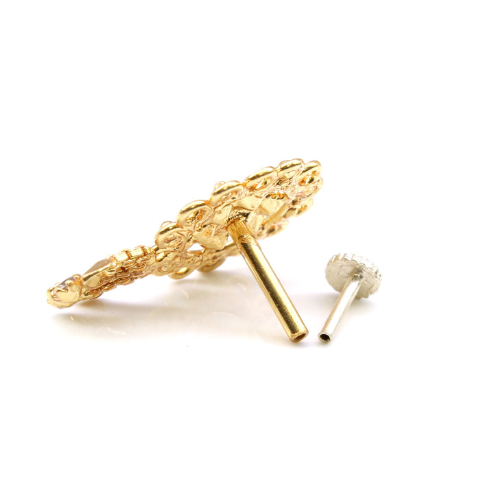 Push pin handmade nose stud ring in gold plating metal