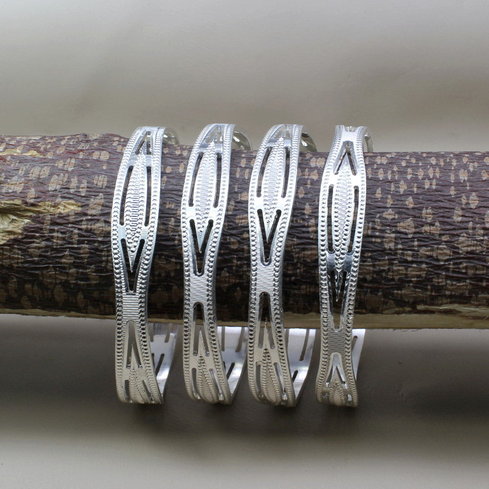 Sterling Silver Charm Cuff Bangle Bracelet - 3 Lengths. Wholesale -  925Express