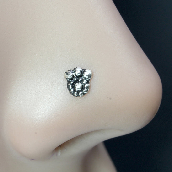 925 Sterling Silver Oxidized Nose Stud Twisted nose ring L Bend