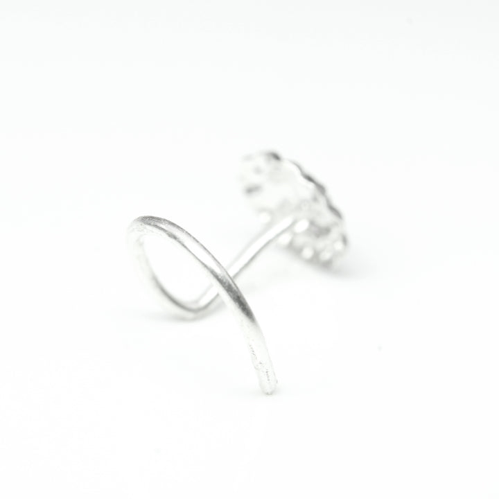 Real Sterling Silver Oxidized Flower Nose Stud Twist nose ring L Bend 24g