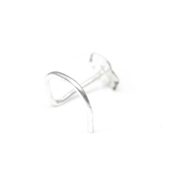 925 Solid Silver Oxidized Floral Nose Stud Twist nose ring L Bend 24g