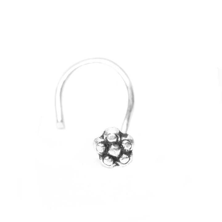 Tiny Real Solid Sterling Silver Oxidized Nose Stud Twist nose ring L Bend