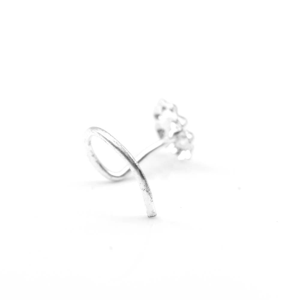 925 Real Solid Sterling Silver Floral Nose Stud Twisted nose ring L Bend 24g