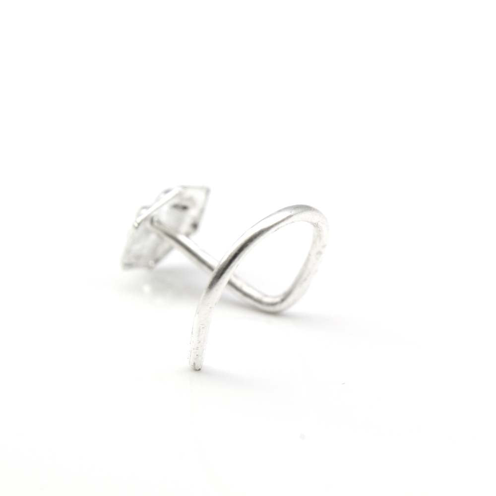 Tiny Real Solid Sterling Silver Nose Stud Twisted nose ring L Bend 24g