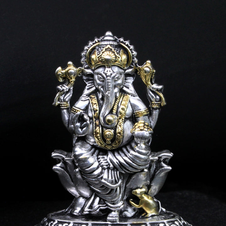 2D Pure 925 Silver Oxidized Ganesha Idol religious Diwali gift
