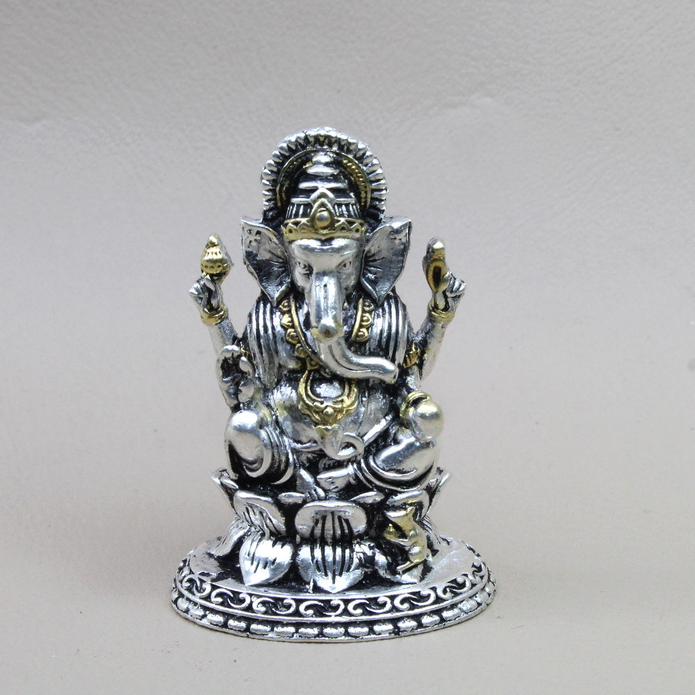 2D 925 Solid Sterling Silver Oxidized Ganesha Statue religious Diwali gift