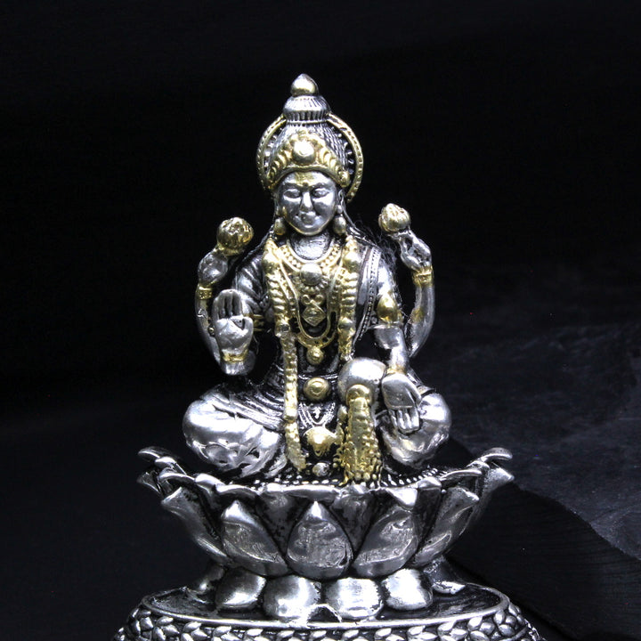 2D 925 Real Sterling Silver Oxidized Laxmi Statue religious Diwali gift