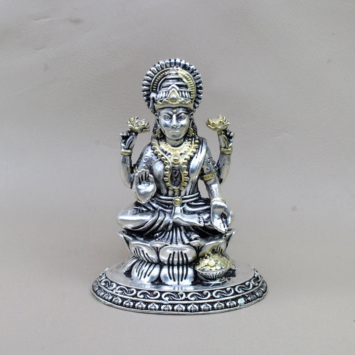 2D 925 Real Sterling Silver Oxidized Laxmi Statue religious Diwali gift