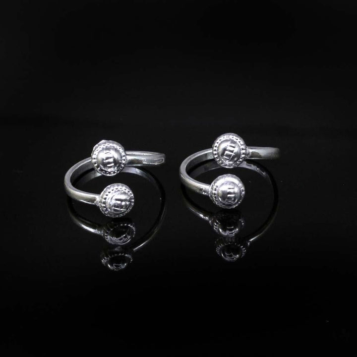 Solid Sterling Silver Toe Rings Round Ethnic Indian Style Women bichia Pair