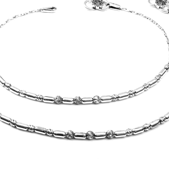 Ethnic Oxidized Real Silver Ankle chain Anklets for Women 10.2"