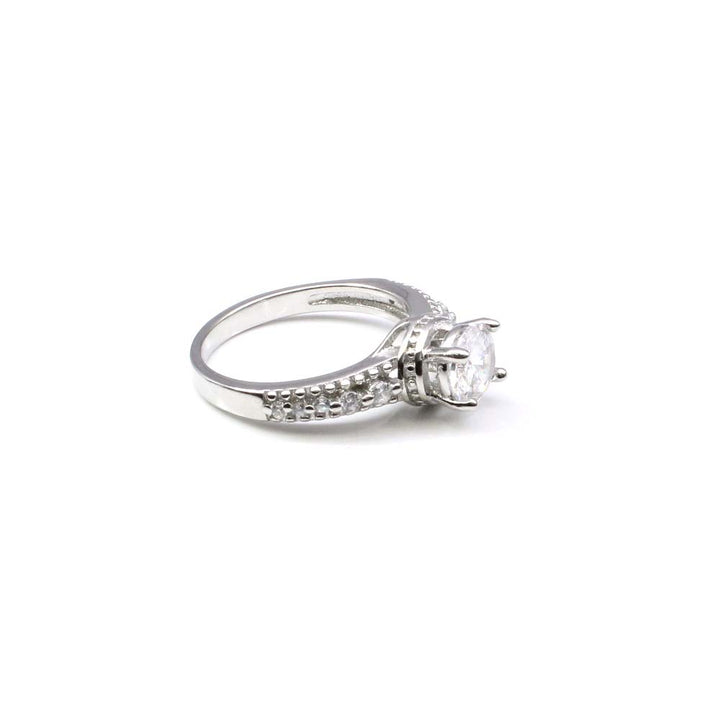 Beautiful Solid Sterling Silver Women Ring White CZ Studded Platinum Finish
