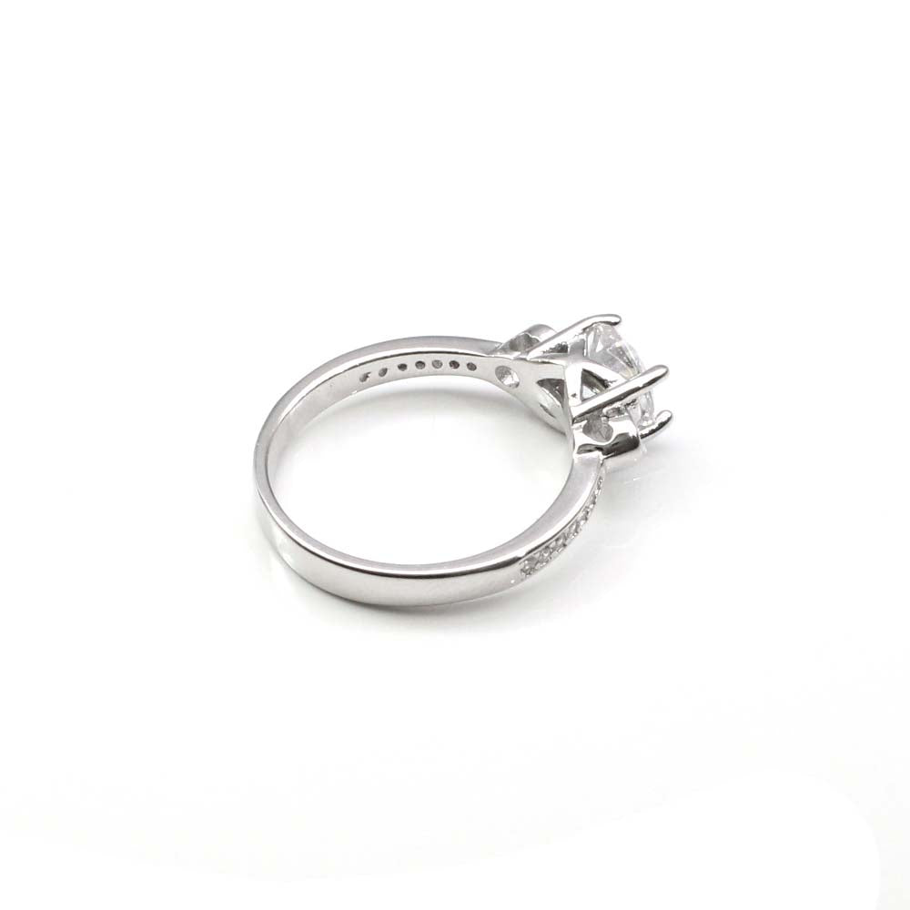 Cute Indian Women Style 925 Solid Silver Ring White CZ Studded Platinum Finish