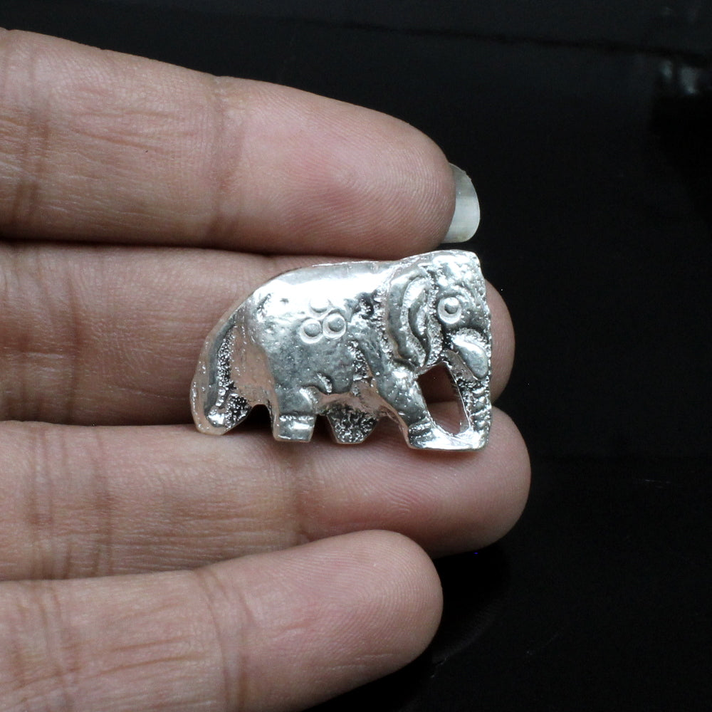 Real Silver Small Elephant Lucky Gajraj chandi ka Hathy solid inside