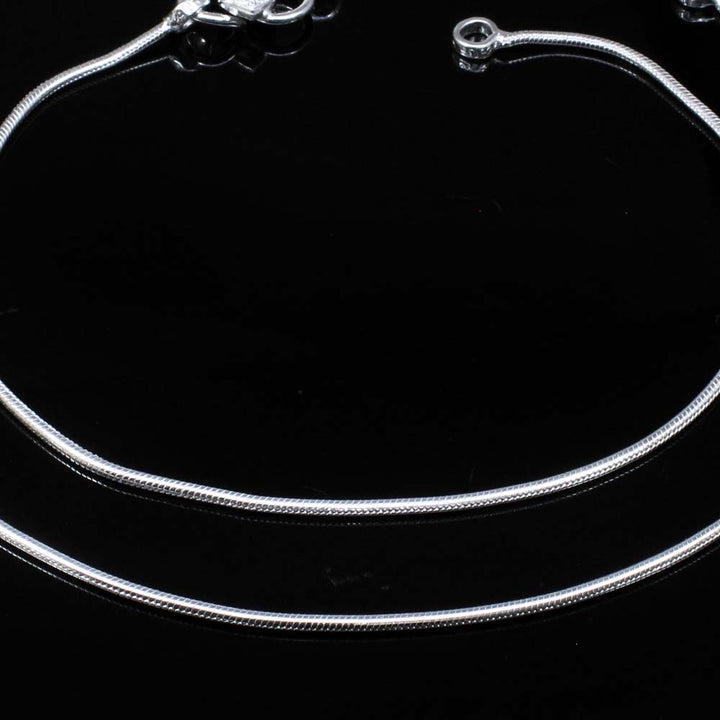 Real 925 Silver Plain Snake Small Anklets Ankle chain foot Bracelet 9.3"