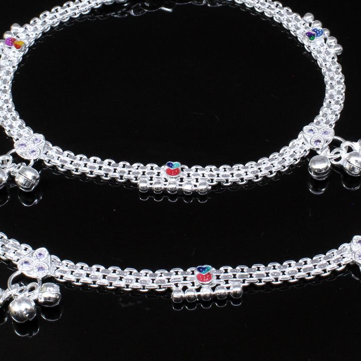 Beautiful 925 Silver Jewelry Small Anklets Ankle chain Bracelet 9"
