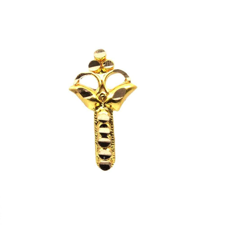 Cute Vertical Style 14K Real Gold Nose Stud Indian Piercing Push pin Nose stud