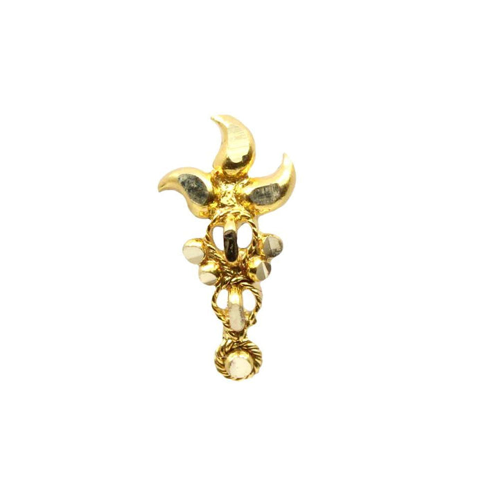 Cute Traditional Style 14K Real Gold Nose Stud Indian Push pin Nose stud