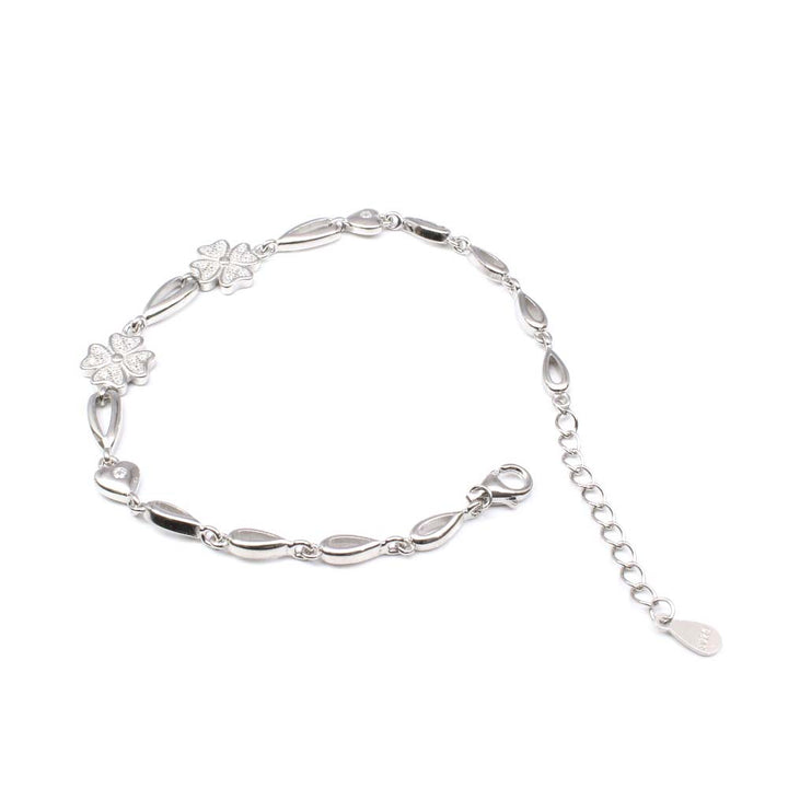 Sexy Real Silver 925 Indian Flower Style Bracelet for Girls in platinum finish