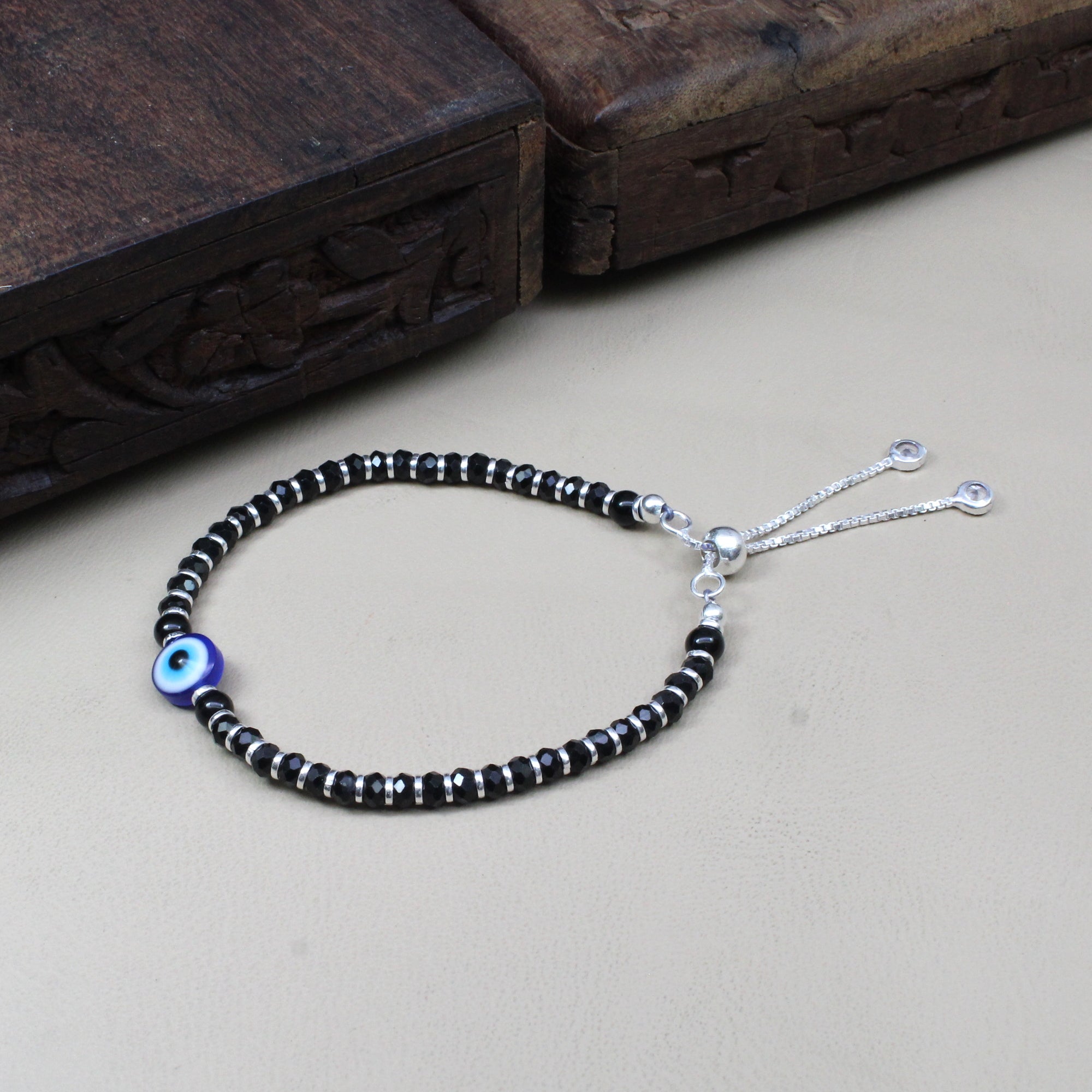 Evil Eye Blue Glass Beads Bracelet  SUTRA WEAR  Sutra Wear