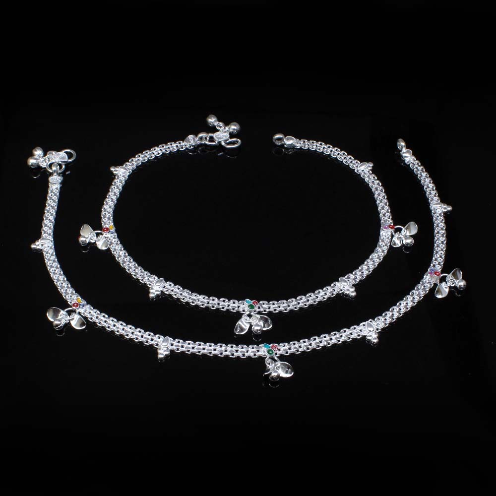Beautiful Real Solid Silver Indian Style Women Anklets Ankle Bracelet Pair