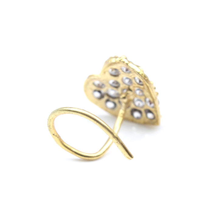 Cute Indian Heart Style Nose Stud White CZ Twisted nose ring 22g - QD