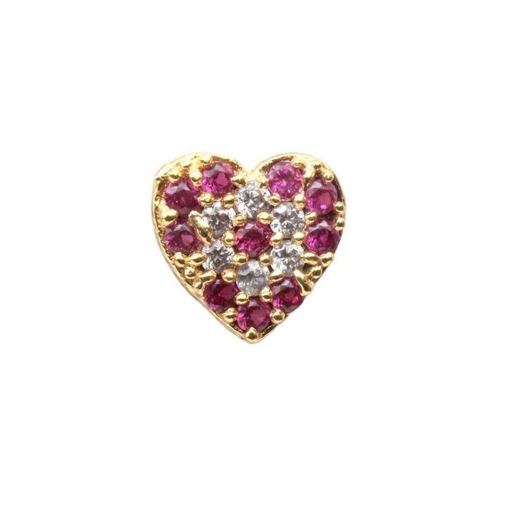 Beautiful Indian Heart Style Nose Stud Pink White CZ Twisted nose ring 22g - QD