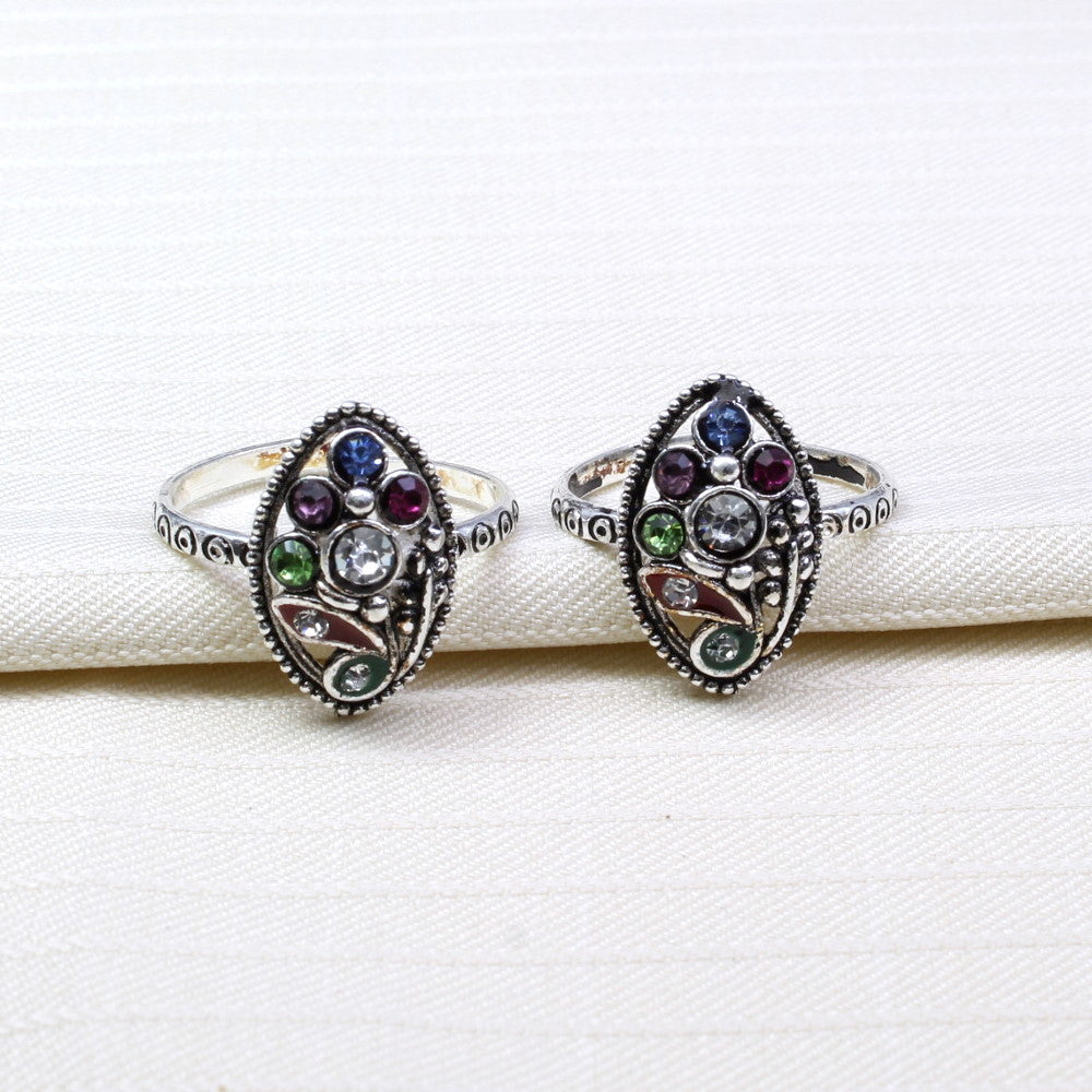 92.5 Sterling Silver Emerald Zircon Toe Rings For Women - Silver Palace