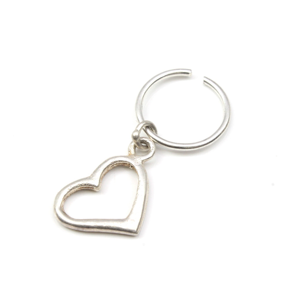 Real 925 Sterling Silver Piercing Septum Indian Heart Shape nose ring