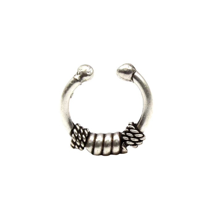 925 Sterling Silver No Piercing Septum nose ear Ring tribal Body jewelry