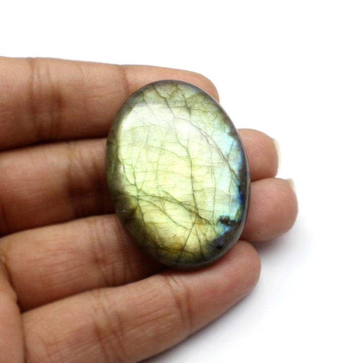 Top Fire Play of Colors 75.3Ct Natural Labradorite Oval Cabochon Gemstone