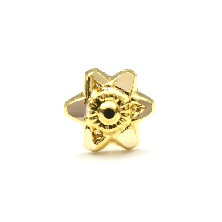 Cute Star 14K Real Gold Nose Stud Indian Push Pin Nose Ring for girl