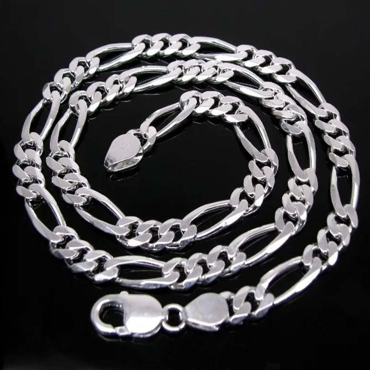 Real Solid .925 Sterling Silver Figaro Link Design Men's Chain 20.3