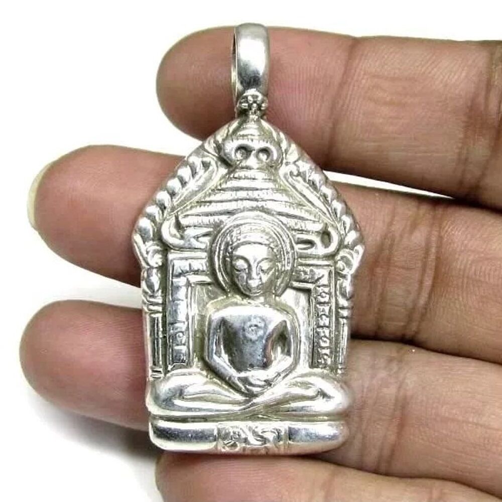 Lord Buddha Embossed God 925 Sterling Silver Pendant - ET