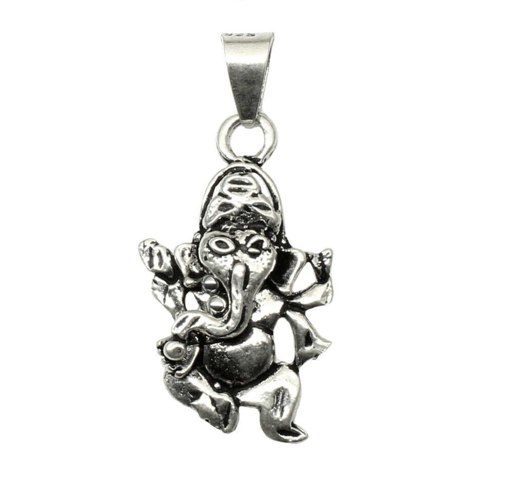 Lord Ganesha Embossed God 925 Sterling Silver Pendant