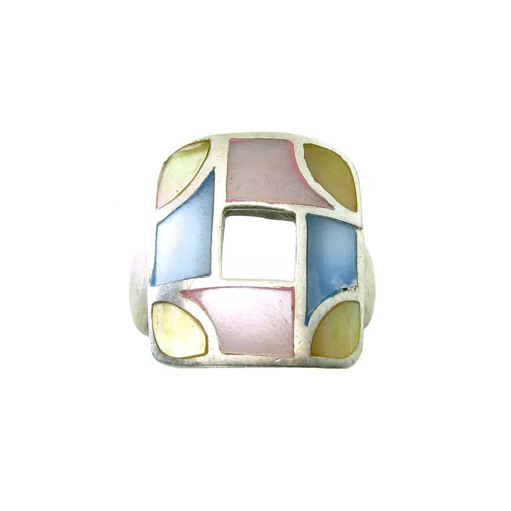 stylish 925 Sterling Silver Ring Shell mother of pearl inlayed - Pre-owned