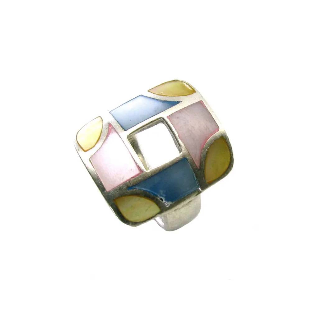 stylish 925 Sterling Silver Ring Shell mother of pearl inlayed - Pre-owned