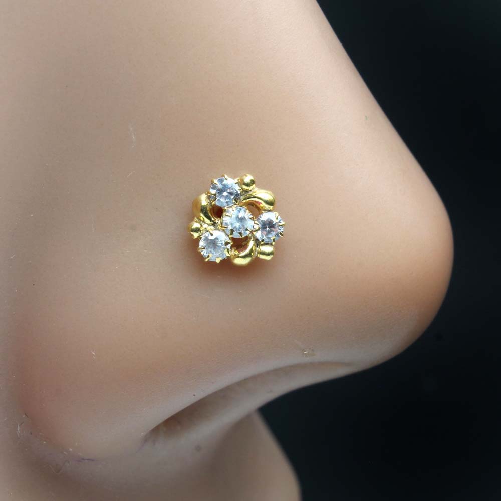 Nose Ring Small Thin 3 Crystal Design Diamante Nose Hoop Stud-Sparkly  Crystal | eBay