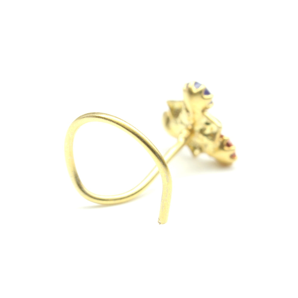 Gold Plated Indian Women Small Triangle Style Nose Studs CZ Twisted nose ring