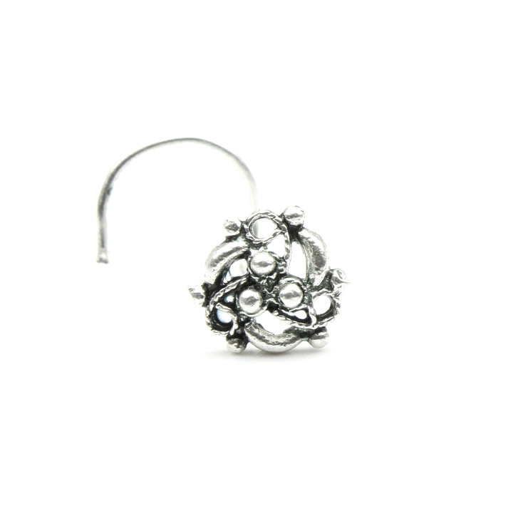 Traditional Asian Style Real Silver Twisted Indian Women Nose Stud nose ring