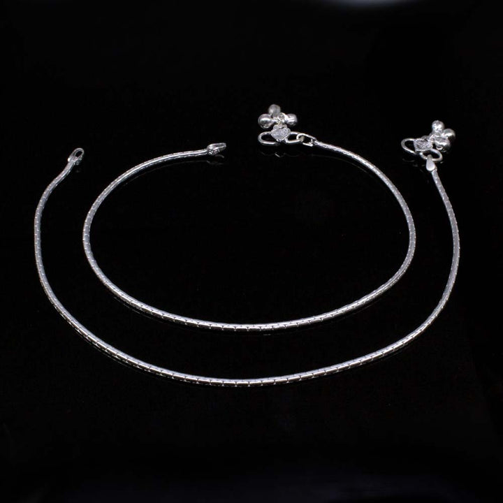 Plain Chain Design Real Silver Ankle Bracelet