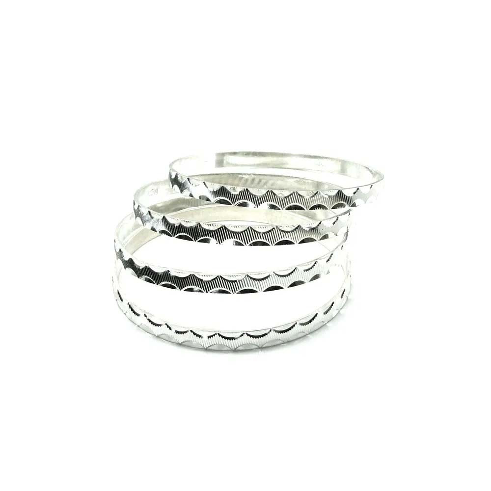 Karizmatic 925 Sterling Silver Bangles Bracelets (Churi) - 4pc Set