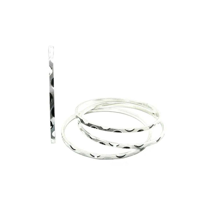 Karizmatic Sterling Silver Bangles Bracelets (Churi) - 4pc Set