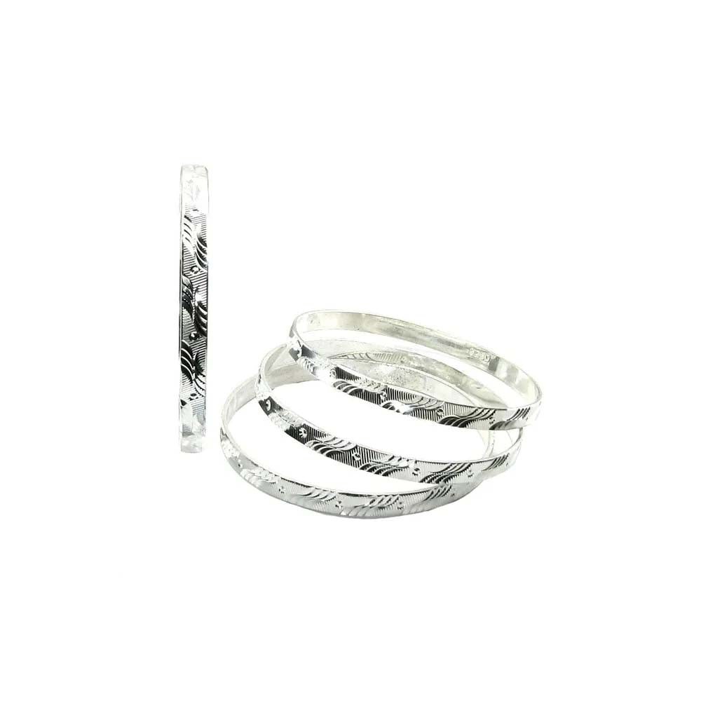 Karizmatic 925 Silver Bangles Bracelets (Churi) - 4pc Set