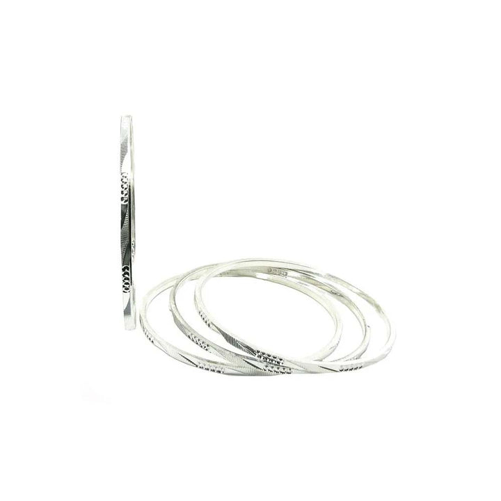 Karizmatic 925 Sterling Silver Bangles Bracelets (Churi) - 4pc Set
