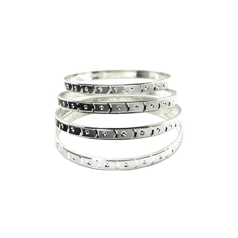 Karizmatic 925 Silver Bangles Bracelets (Churi) - 4pc Set