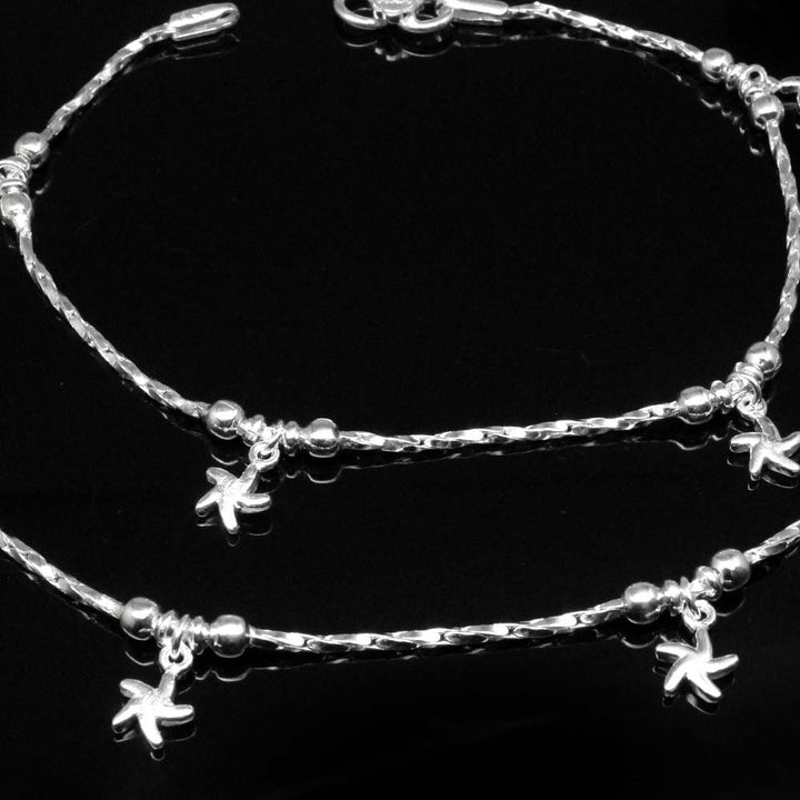Cute Girl Style Real Solid 925 Silver Anklets for Women 10"