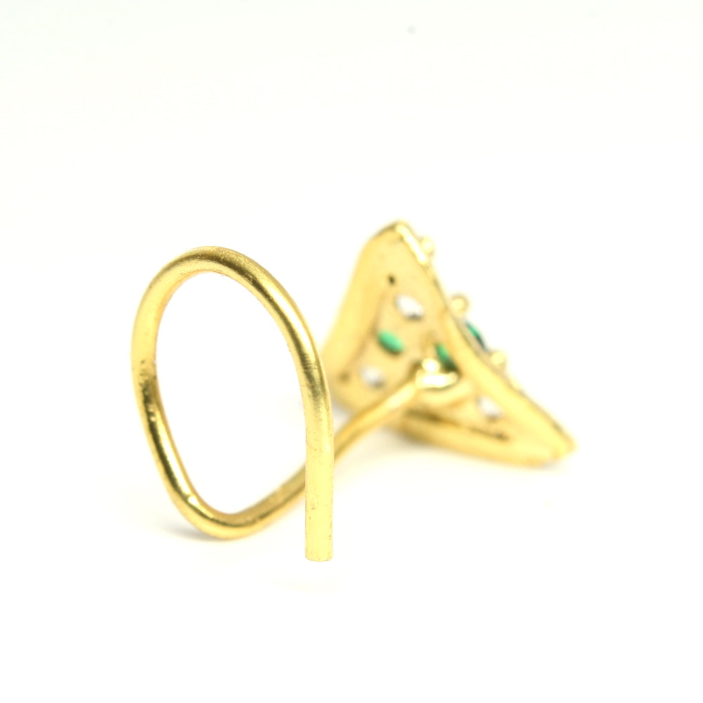 2pc Set Gold Plated Triangle Square Style Women Nose Stud CZ Twisted nose ring