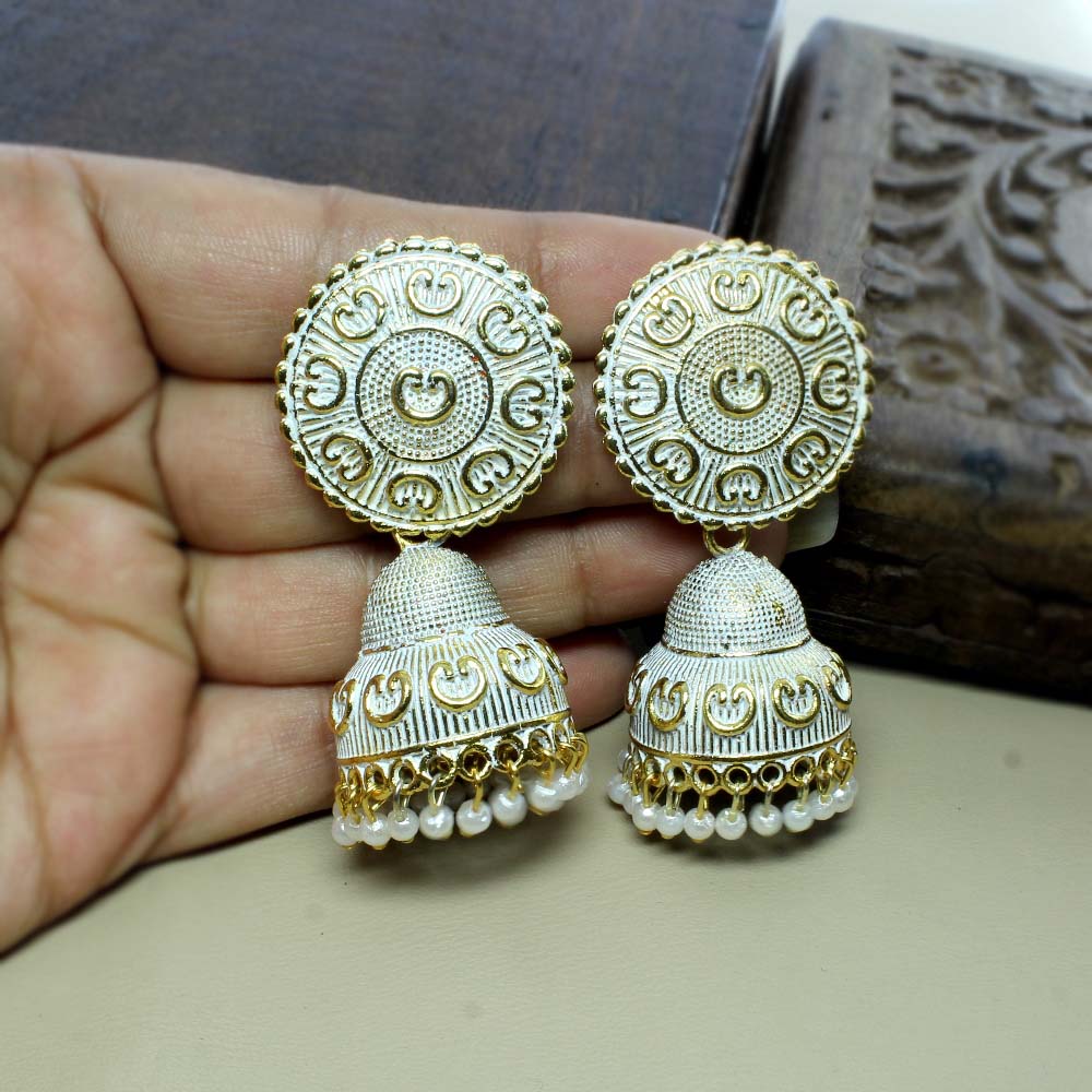 Big Kemp Style semi precious stone embellished Jhumka Jhumki Earrings